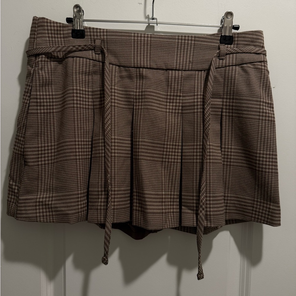 Hollister Brown Plaid Mini Skirt